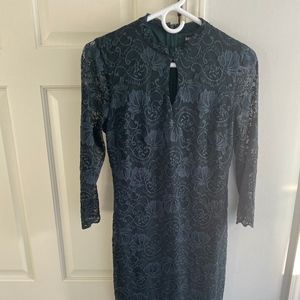 Flattering Kensie Dark Green Stretch Lace Dress
